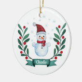 Weihnachts Wasserfarbe Snowman Custom Keramik Ornament (Links)