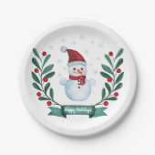 Weihnachts Wasserfarbe Snowman Custom Pappteller (Vorderseite)