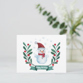 Weihnachts Wasserfarbe Snowman Custom Postkarte (Stehend Vorderseite)