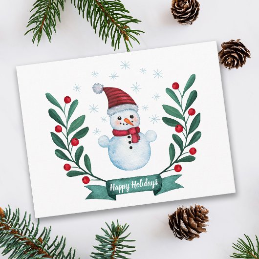 Weihnachts Wasserfarbe Snowman Custom Postkarte