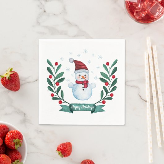 Weihnachts Wasserfarbe Snowman Custom Serviette (Beispiel)