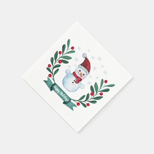 Weihnachts Wasserfarbe Snowman Custom Serviette (Ecke)