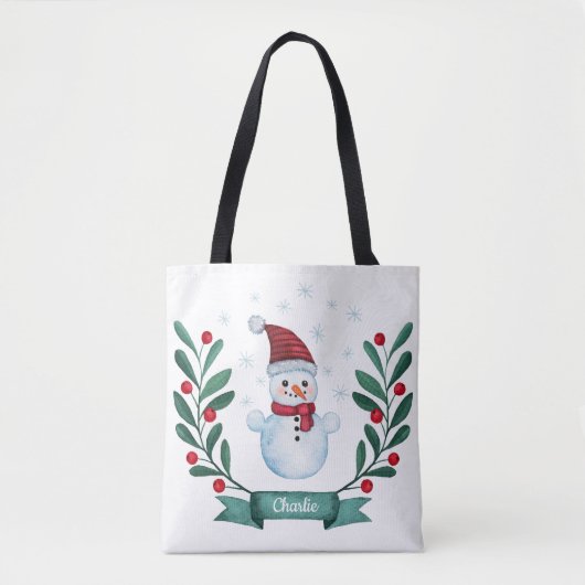 Weihnachts Wasserfarbe Snowman Custom Tasche (Vorderseite)
