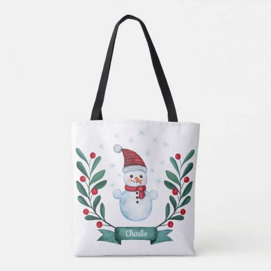 Weihnachts Wasserfarbe Snowman Custom Tasche (Rückseite)