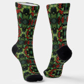 Weihnachts-Wasserfarbe Stechpalmen-Beeren-Blätter  Socken (Gewinkelt)