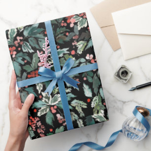 Weihnachts-Wasserfarbe Stechpalmen-Beeren-Zweig Ur Geschenkpapier