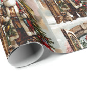 Weihnachts Wasserfarbe Weihnachtsmann mit Welpe Geschenkpapier (Rolleneckpunkt)
