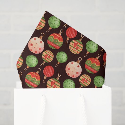 Weihnachts Wasserfarben Bauble Feriendekoration Seidenpapier (Geschenktüte)