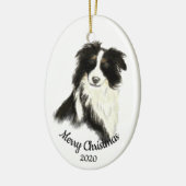Weihnachts Wasserfarben Border Collie Dog Keramikornament (Links)