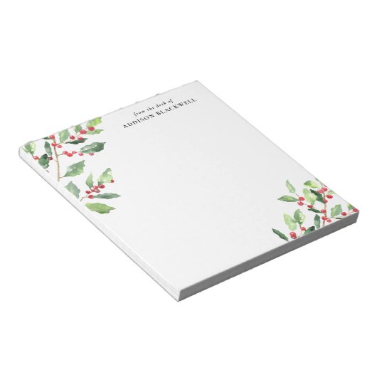 Weihnachts Wasserfarben-Editor mit Name Notizblock (angewinkelt)