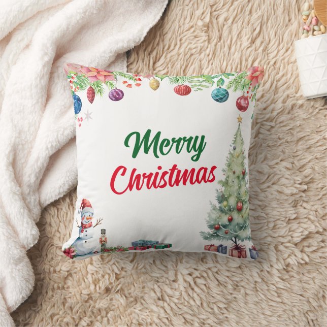 Weihnachts-Wasserfarben-Fest  Kissen (Decke)