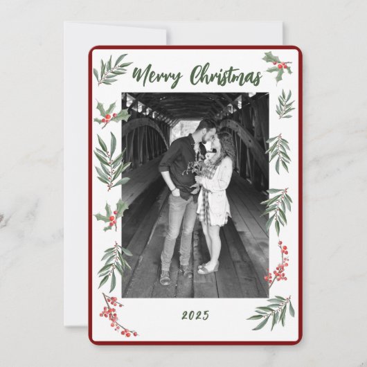 Weihnachts-Wasserfarben-Flachweihnachtskarte Feiertagskarte (Vorderseite)