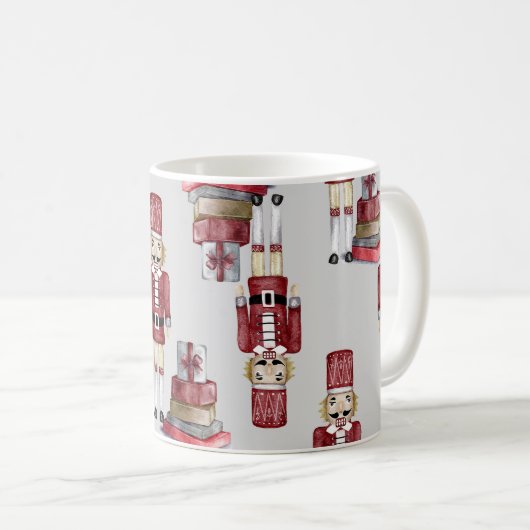 Weihnachts-Wasserfarben-Nutcracker-Muster Kaffeetasse (VorderseiteRechts)