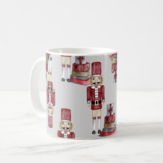 Weihnachts-Wasserfarben-Nutcracker-Muster Kaffeetasse (Vorderseite Links)