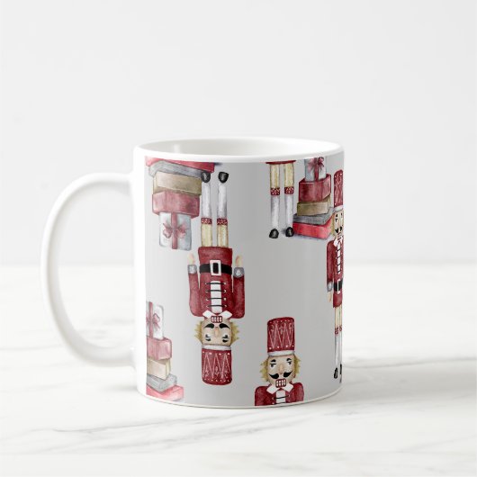 Weihnachts-Wasserfarben-Nutcracker-Muster Kaffeetasse (Links)