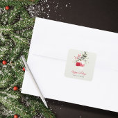 Weihnachts-Wasserfarben-Ornament mit personalisier Quadratischer Aufkleber