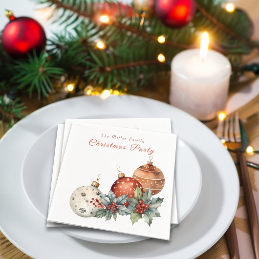 Weihnachts Wasserfarben Ornamente Benutzerdefinier Serviette