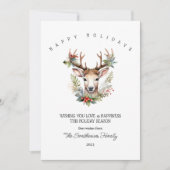 Weihnachts-Wasserfarben-Rentierkarte Feiertagskarte (Vorderseite)