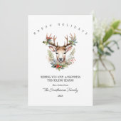 Weihnachts-Wasserfarben-Rentierkarte Feiertagskarte (Stehend Vorderseite)