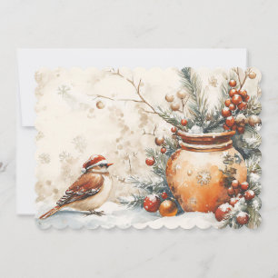 Weihnachts Wasserfarben Vintage Grußkarte Feiertagskarte