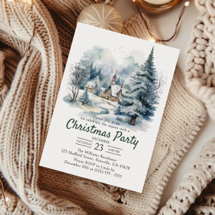 Weihnachts-Wasserfarben-Vintage-Schnee-Party Einladung