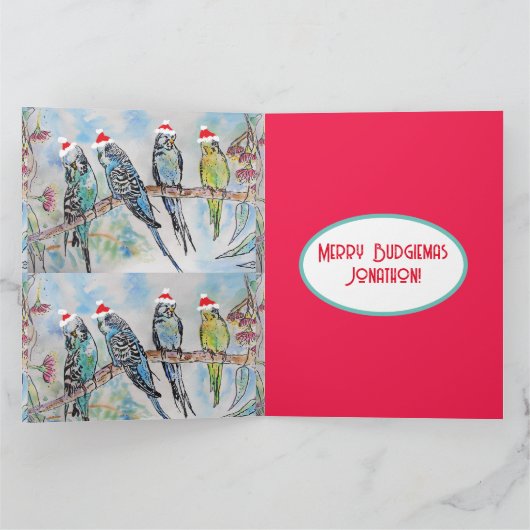 Weihnachts-Wasserfarbenmaler Vogel Karte (Innenseite)