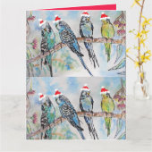 Weihnachts-Wasserfarbenmaler Vogel Karte (Gelbe Blume)