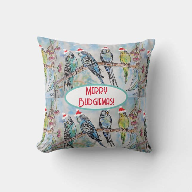 Weihnachts-Wasserfarbenmaler Vogel Kissen (Vorderseite)