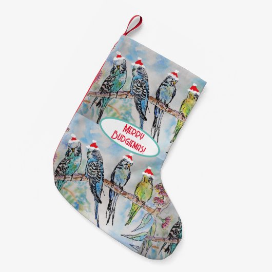 Weihnachts-Wasserfarbenmaler Vogel Kleiner Weihnachtsstrumpf (Vorderansicht (hängend))