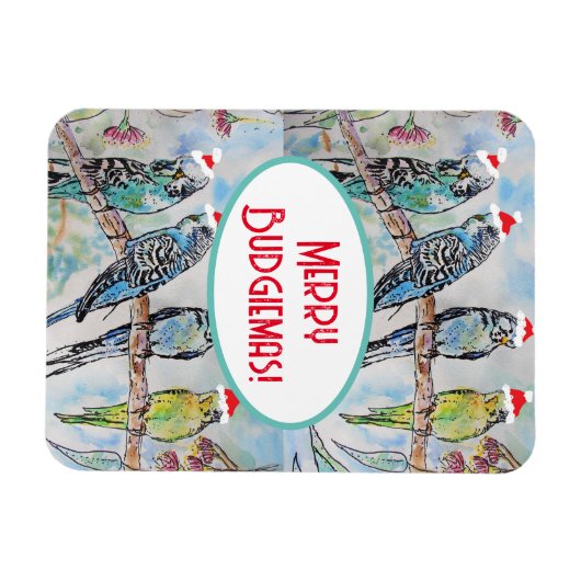 Weihnachts-Wasserfarbenmaler Vogel Magnet (Horizontal)