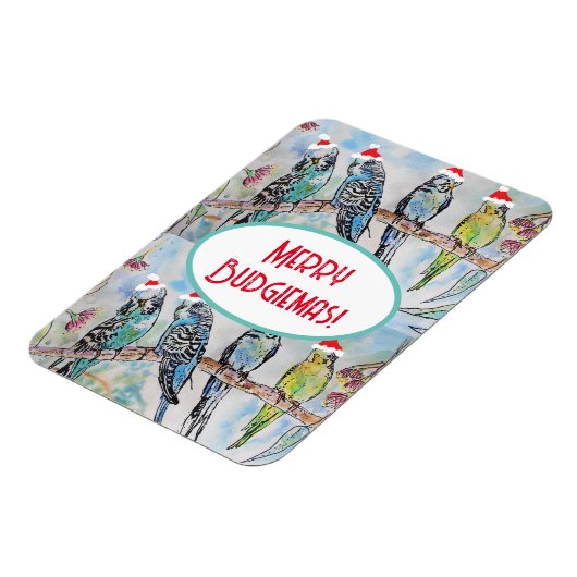 Weihnachts-Wasserfarbenmaler Vogel Magnet (Linke Seite)