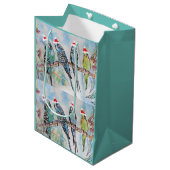 Weihnachts-Wasserfarbenmaler Vogel Mittlere Geschenktüte (Vorderseite Schrägansicht)