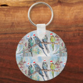 Weihnachts-Wasserfarbenmaler Vogel Schlüsselanhänger (Rückseite)