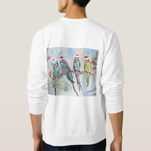 Weihnachts-Wasserfarbenmaler Vogel Sweatshirt (Rückseite)