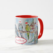 Weihnachts-Wasserfarbenmaler Vogel Tasse (VorderseiteRechts)