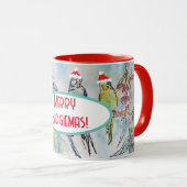 Weihnachts-Wasserfarbenmaler Vogel Tasse (VorderseiteRechts)