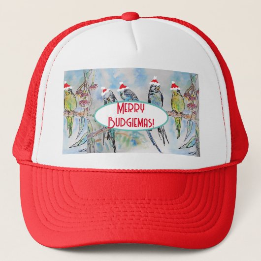 Weihnachts-Wasserfarbenmaler Vogel Truckerkappe (Vorderseite)