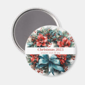 Weihnachts Wasserfarbenreath mit Holly Magnet (Vorderseite/Rückseite)