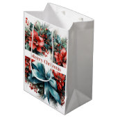 Weihnachts Wasserfarbenreath mit Holly Mittlere Geschenktüte (Vorderseite Schrägansicht)
