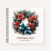 Weihnachts Wasserfarbenreath mit Holly Notizblock (Vorderseite)