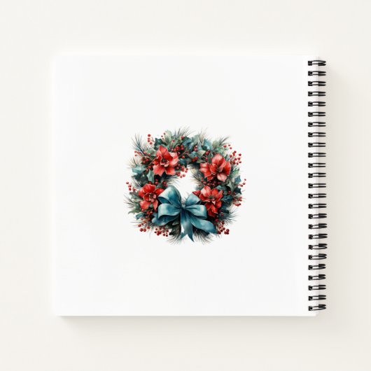 Weihnachts Wasserfarbenreath mit Holly Notizblock (Rückseite)