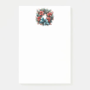 Weihnachts Wasserfarbenreath mit Holly Post-it Klebezettel