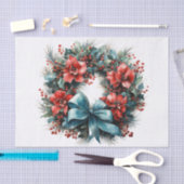 Weihnachts Wasserfarbenreath mit Holly Seidenpapier (Handwerk)