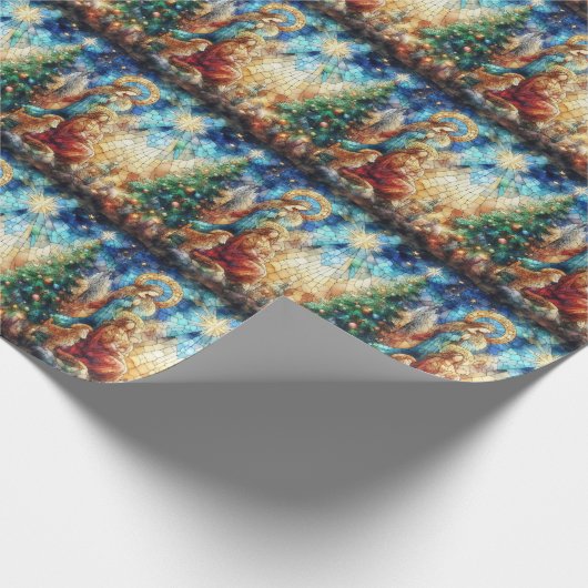 Weihnachts-Watercolor-beschichtetes Glas-Wrapping  Geschenkpapier (Ecke)