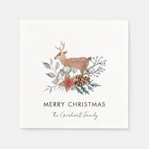 Weihnachts-Watercolor-Botanik-Feiertags-Papier Serviette