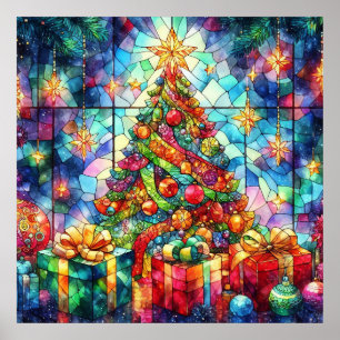 Weihnachts-Watercolor-gestanztes Glass-Poster Poster