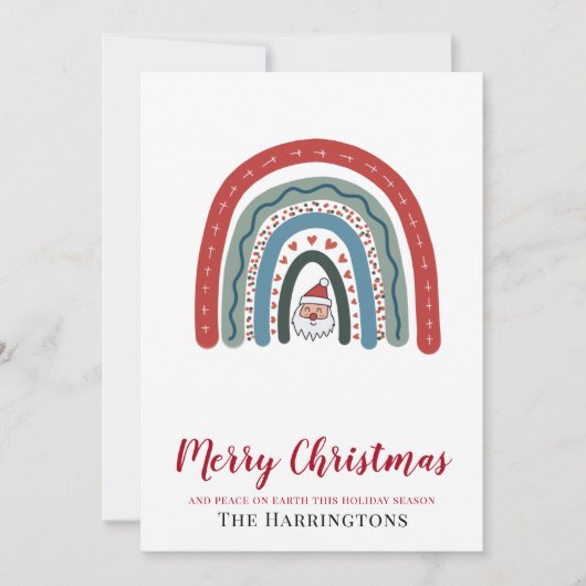 Weihnachts-Watercolor-Santa-Regenbogen-Flat-Card (Vorderseite)