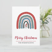 Weihnachts-Watercolor-Santa-Regenbogen-Flat-Card (Stehend Vorderseite)