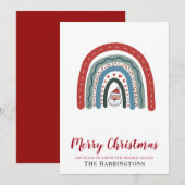 Weihnachts-Watercolor-Santa-Regenbogen-Flat-Card (Vorne/Hinten)