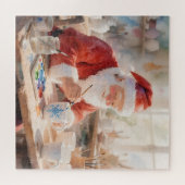 Weihnachts-Watercolor-Santa-Workshop-Foto Puzzle (Horizontal)